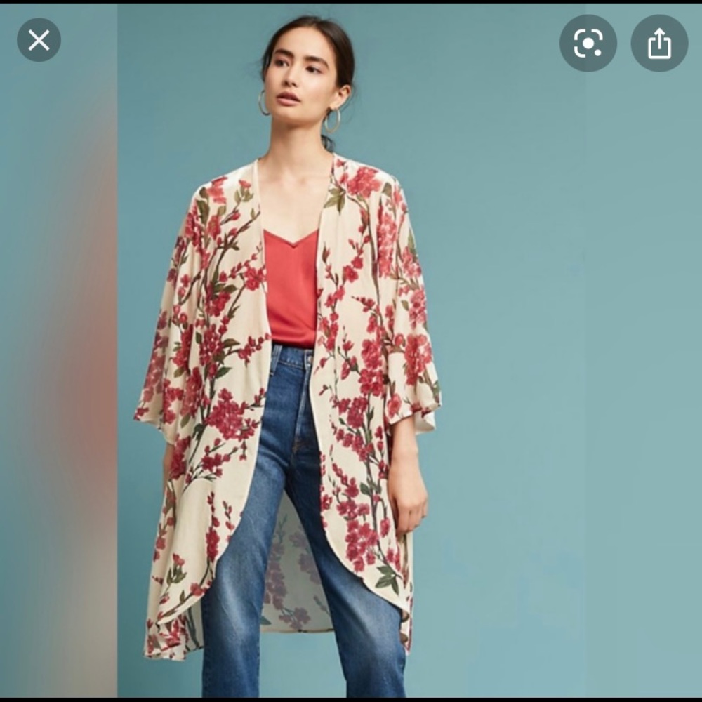 Anthropologie floral / velvet cardigan / kimono